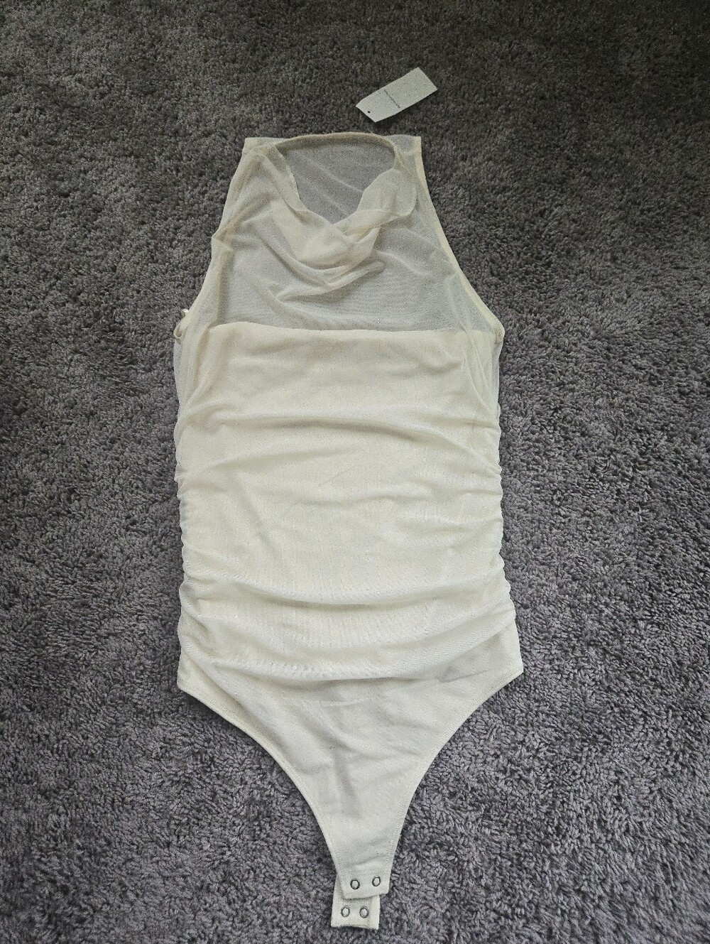 Abercrombie & Fitch Cream Mesh Bodysuit - Sleeveless Halter